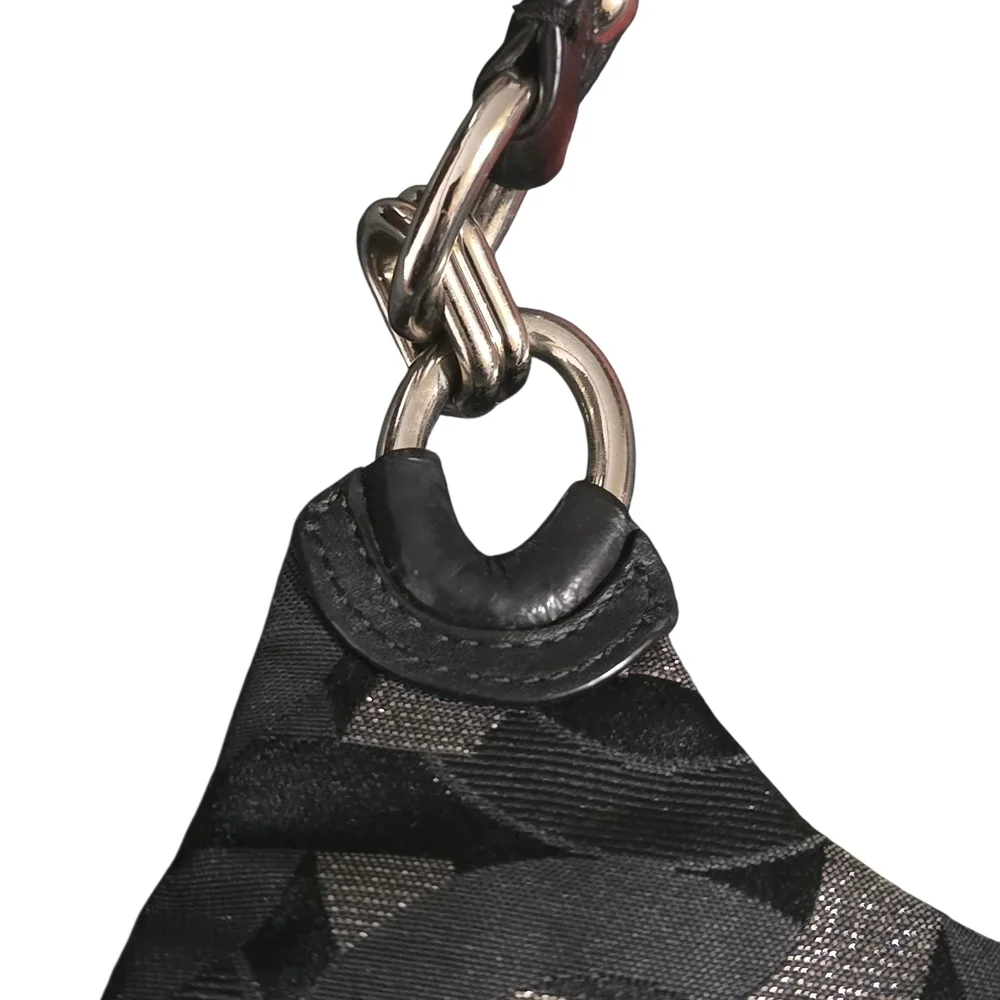 Coach KristenOP Art Black Satchel C Canvas Leather Trim Shoulder Bag Purse
